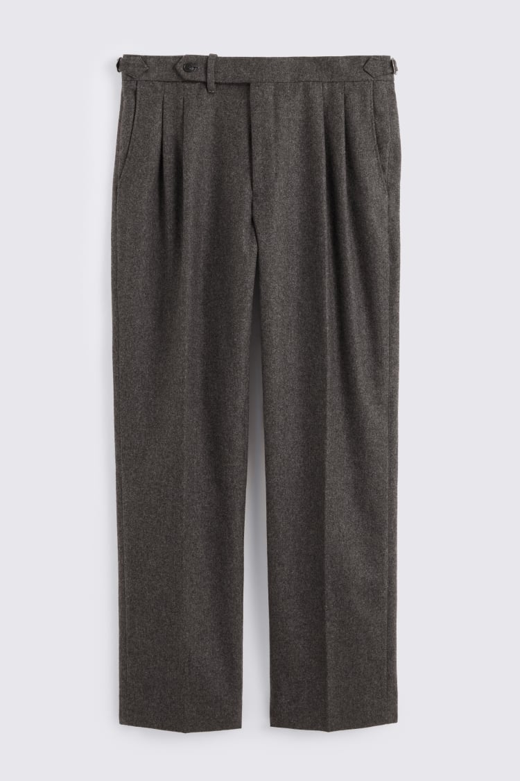 Charcoal Flannel Pleated Trousers